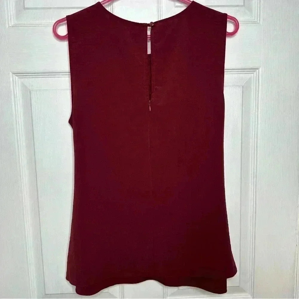 Suzy Shier Blouse Sleeveless Cross Front Burgundy Size Large - Picture 10 of 16